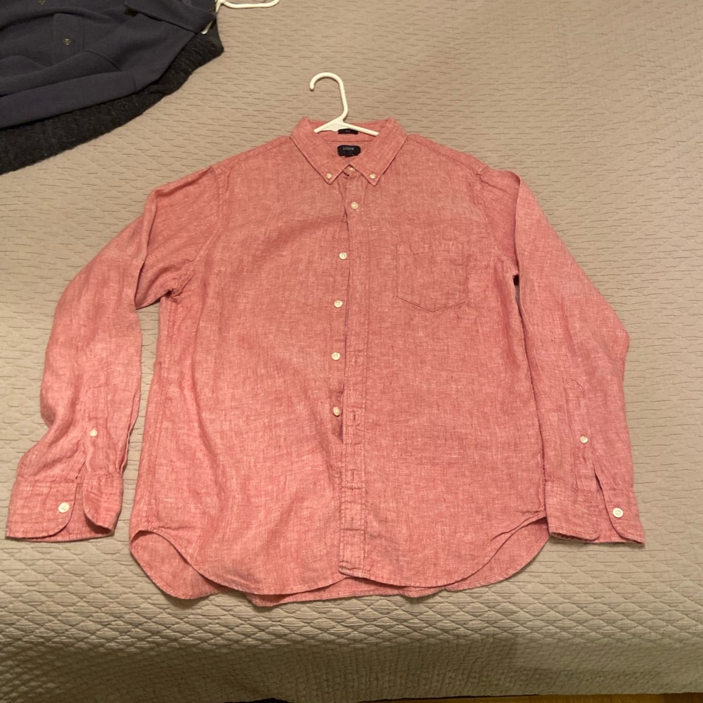 J. Crew Men’s Slim Fit Button-down Linen Shirt L